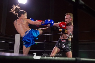 Capital Punishment 46. Fight 1 - Jordan Langley (He Toa Petone) vs Ling Ling (MTI Wellington). Copyright © 2019 Silver Duck. All Rights Reserved.
