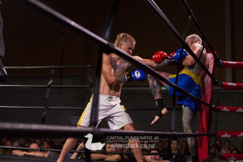 Capital Punishment 46. Fight 8 - Damon Smith (Kapiti Thaiboxing) vs Shiloh Jenkins (Scorpion Thaiboxing). Copyright © 2019 Silver Duck. All Rights Reserved.