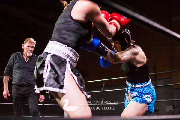 Capital Punishment 46. Fight 9 - Tania Barnett (The Fight Shop) vs Talei Aldiss (MTI Wellington). Copyright © 2019 Silver Duck. All Rights Reserved.
